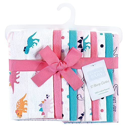 Image of Hudson Baby Unisex Baby Cotton Flannel Burp Cloths, Cuteasaurus, One Size