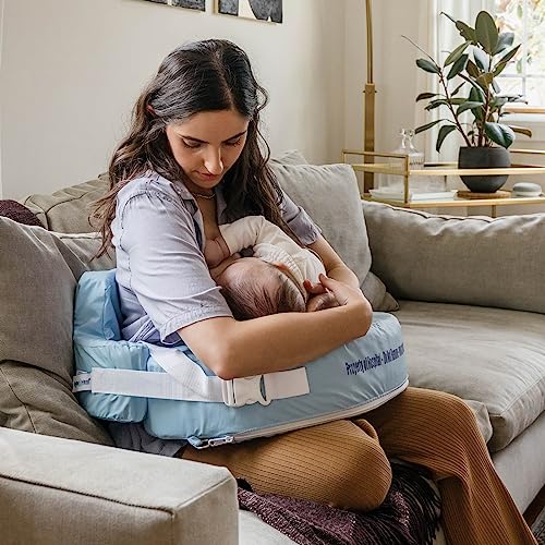 My Brest Friend Super Deluxe Nursing Pillow for Breastfeeding and Bottlefeeding with Lumbar Support, Convenient Pocket and Removable Slipcover, Professional