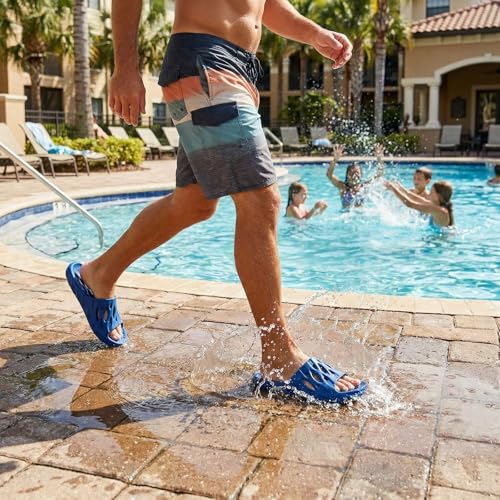 Image of Mens Shower Shoes | Bath Slippers with Holes | Quick Dry Non Slip Indoor Home Bedroom Pool Spa College Dorm Guest