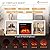 oneinmil Electric Fireplace TV Stand with Adjustable Glass Shelves, 3D Fireplace TV Stand, Wood Storage Cabinet Table for TV up to 65", Without LED Lights, White