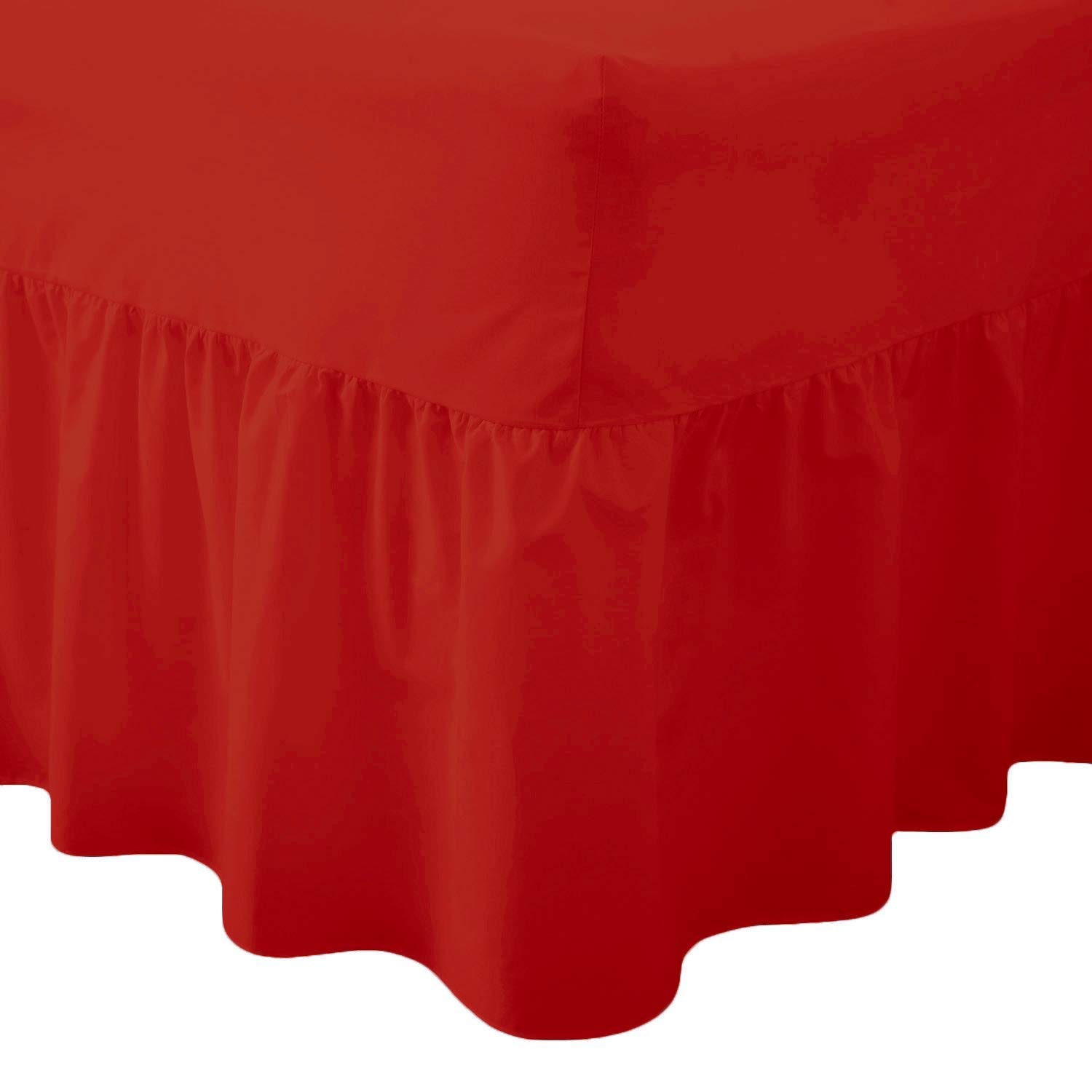 R&Z Luxuary Plain Polycotton Fitted Valance Sheet SIngle, DOuble, King, Super King (Red, Double)