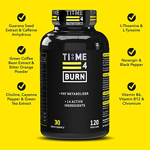 Time 4 Burn High Strength Thermogenic Fat Burners Weight Loss Diet Pills for Men & Women Vegan Friendly, Gluten Free Nutritional Supplements for Weight Management 120 x Capsules – 30 Days Supply - Image 4