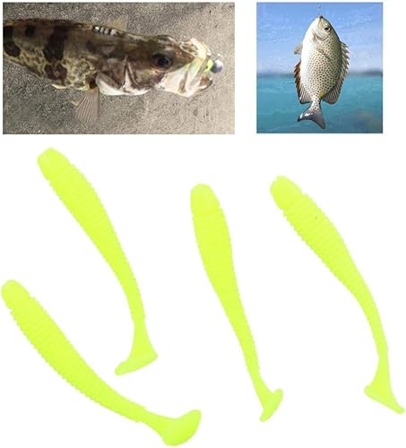 Miniatura 6 de 50 señuelos de pesca suaves de 2.0 in, cebo de pesca de plástico, cola en T, cebos para gusanos, accesorios de aparejos de pescado, 9 colores