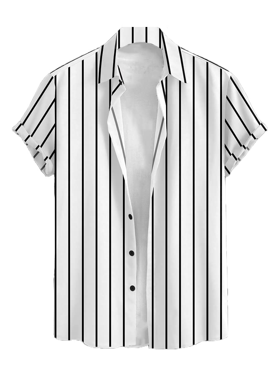 LAMBOOMen Printed Lining Print Premium Stylish Fashion Branded Cotton Stretchable Slim Fit Cut Away Collar Casual Shirt