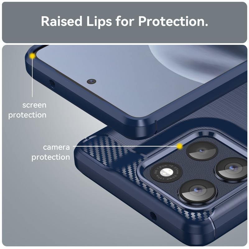 Image of Hybrid Carbon Fiber Back Case for Motorola Moto G86 Power 5G / G86 5G (Blue)