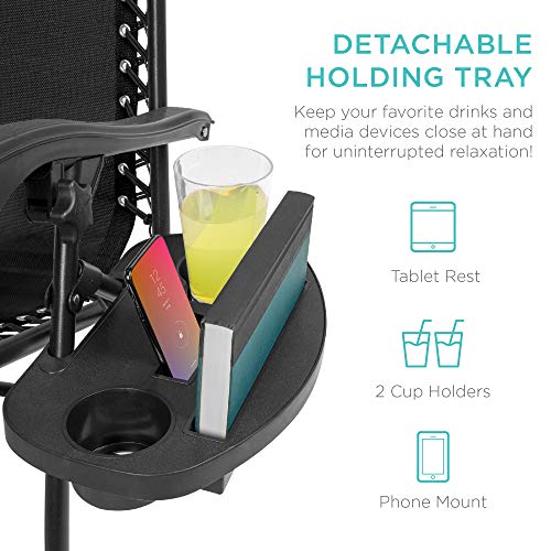 Best Choice Products SKY904 Set Of 2 Adjustable Steel Mesh Zero Gravity Lounge Chair Recliners W/Pillows And Cup Holder Trays thumb #5