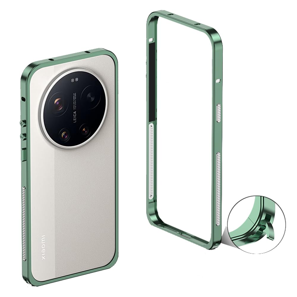 Custodia protettiva per Xiaomi Mi 17 Ultra, telaio in lega di alluminio aeronautico, antiurto, design senza cover posteriore, dissipazione del calore, compatibile con la versione Leica (verde)