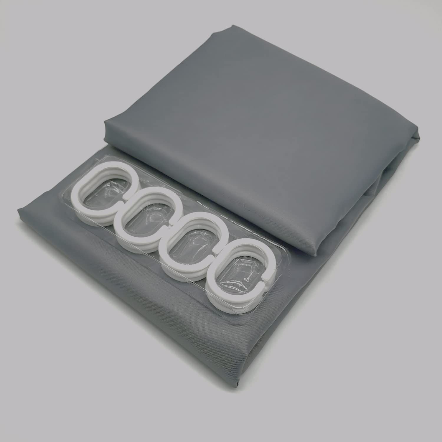 Hibate Grey (72x78 Inches) Fabric Shower Curtain Liners Hotel Quality Machine Washable Bath Bathroom w/12pcs Hooks