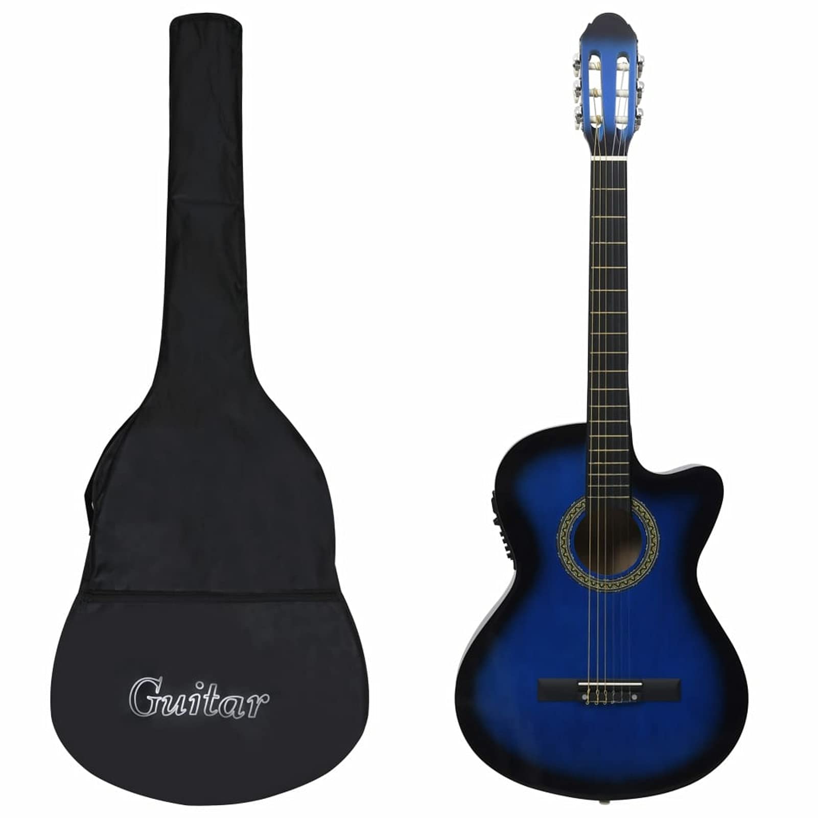 Gecheer Set Chitarra Western 12 pz con Equalizzatore e 6 Corde Blu