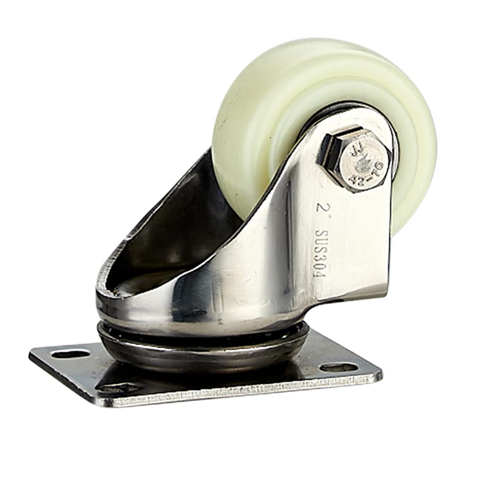 obracający się wózek ręczny Kółka meblowe 2 cale (50 mm) Stal nierdzewna 304 Wspornik Heavy Duty 480 kg Cichy nylon z hamulcem Płyta obrotowa Mała do stołu Biurko Wózek Łóżeczko dziecięce Łóżeczko 4 s