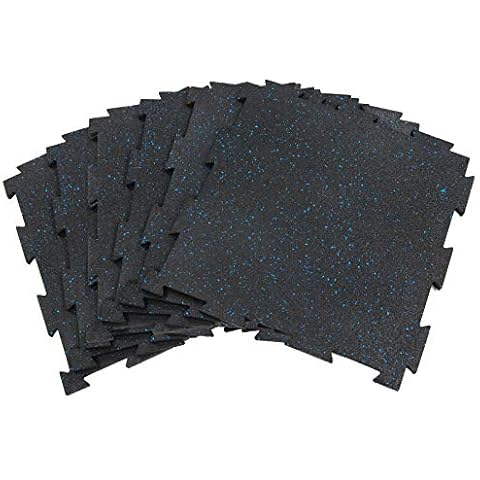 RevTime 6pcs Interlocking Rubber Floor Tile 20"x20"x3/8", 10 mm Thick SBR & EPDM Rubber for Home Gym Floor, Fitness Floor, Exercise Equipment Mats and Garage Floors (17 sq.ft) Cover