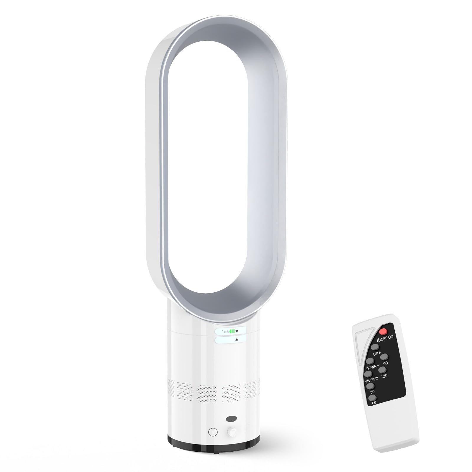 Eznaobo Blattloser Turmventilator mit Luftreiniger, 25,7-Zoll Leiser Turmventilator für das Schlafzimmer, 80°-Schwenkfunktion, 2-Stunden-Timer, tragbarer Standventilator, blattlose Ventilatore (grey)
