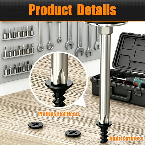 Image of Dianrui 1020 PCS High Hardness Wood Screws Assortment Kit, #6#8 Drywall Screws, Assorted Black Wood Screws, Phillips Flat Head Screw Set-13 Sizes (5 /8 inch,3 /4 inch,1 inch,1-1 /4 inch,1-1 /2 inch,2 inch,2-3 /4 inch)