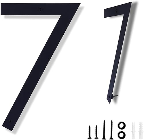 Números de casa de 12 pulgadas para exteriores modernos de metal negro números de dirección para puertas flotantes de casa con kit de clavos para el