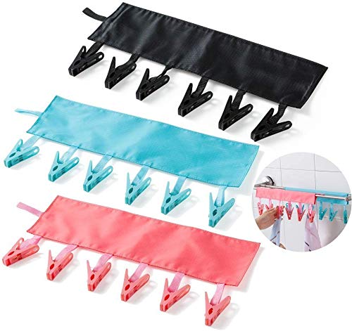 T&B Bathroom Racks Cloth Hanger Clothespin Travel Portable Folding Cloth Socks Drying Hanger