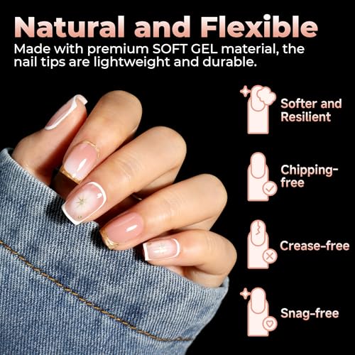 Image of UNA GELLA Extra Short Nail Tips Square Pre-etched Full Cover 120Pcs | Soft Gel Square Nail Tips False Fake Nails for Acrylic Clear Short Press on Nails Home DIY Salon 12 Sizes for Women