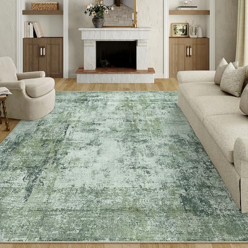 HUGEAR Alfombra Salon 240x300cm Verde Oscuro Alfombras Habitacion Grandes Antideslizante Lavable Lavadora Moderna Abstractas Carpete Dormitorio Sala Comedor Pie Cama Pelo Corto Carpet