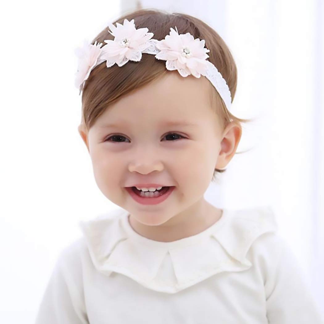IYOU Lot de 3 bandeaux à fleurs pour bébé fille avec ruban gros-grain en simili cuir et étoiles Pour les fêtes et les mariages