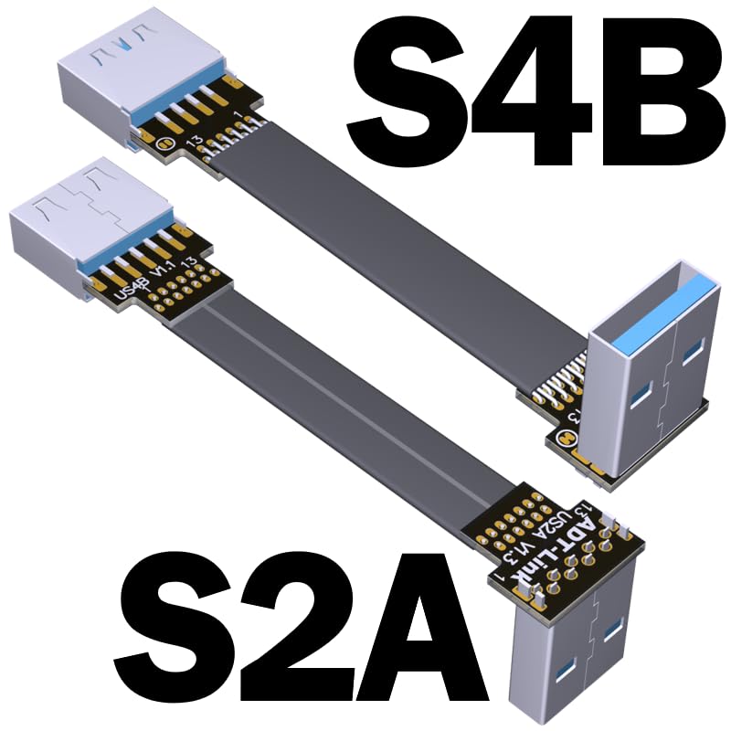 Miniatura 2 de ADT-Link - Cable de extensión USB 3.0 tipo A macho a USB A hembra, 90 FPV, delgado, plano, suave, flexible, FPC (3.9 in, S2A-S4B)