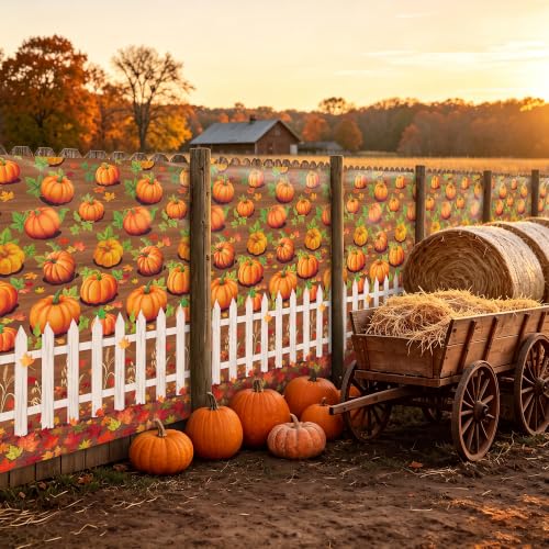 Image of Kochorie 100 Ft x 54 Inch Fall Pumpkin Patch Party Tablecloth Roll with Cutter Box Waterproof Plastic Pumpkin Maple Leaf Backdrop Table Cover for Autumn Thanksgiving Party Decor
