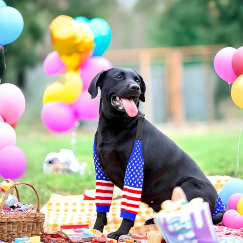Image of Dog Elbow Wraps Knee Protector Pads Elbow Callus Treatment Sleeve for Wounds Front Legs Prevent Licking for Medium Large Dogs L,American Flag