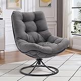 ONBRILL Swivel Accent Chair, 360 Degree Swivel Chair with Soft Thick Cushion and Sturdy Steel Frame, Modern Comfy Lounge Chair for Living Room, Bedroom, Reading Room, Patio, Outdoor, Grey