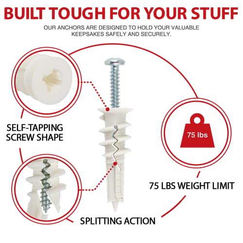 Crimsonmark CR50 50Pcs Self Drilling Drywall Anchors And Screws Kit #8 X 1-1/4"- Superb Wall Anchors thumb #1