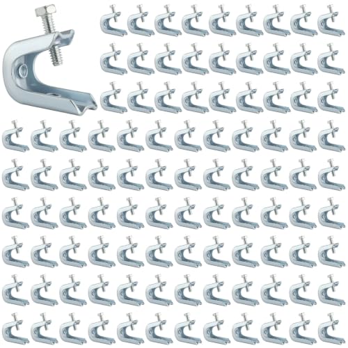 AOKLIT 100 Pcs Beam Clamp 1/4 x 20 Beam Clamps Steel Small C Clamps with Screws for Threaded Wire Ring