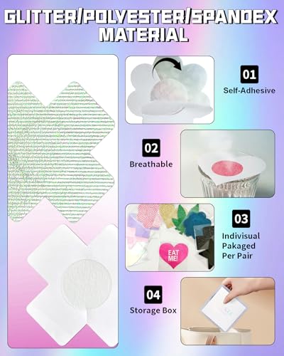 Image of CICKEE Pasties Rave Pack 27 Pairs Multicolor Nipple Covers Pasties Glitter Pasty