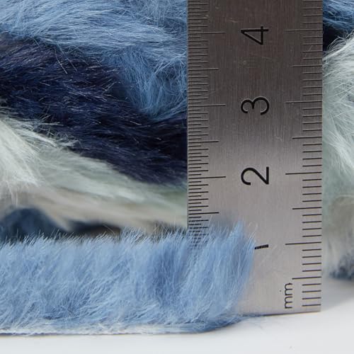 Image of NICEEC Faux Fur Yarn Super Soft, Chunky & Fluffy, Eyelash Yarn for Crochet & Knitting(Total Length 210yds /10.6oz) - Blue with White /300g