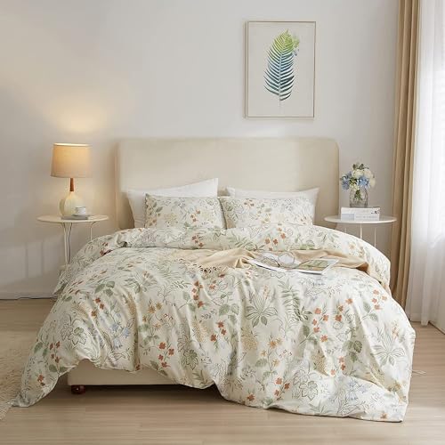 Image of LifeTB Garden Floral King Comforter Set Chic Flower Leaves Print