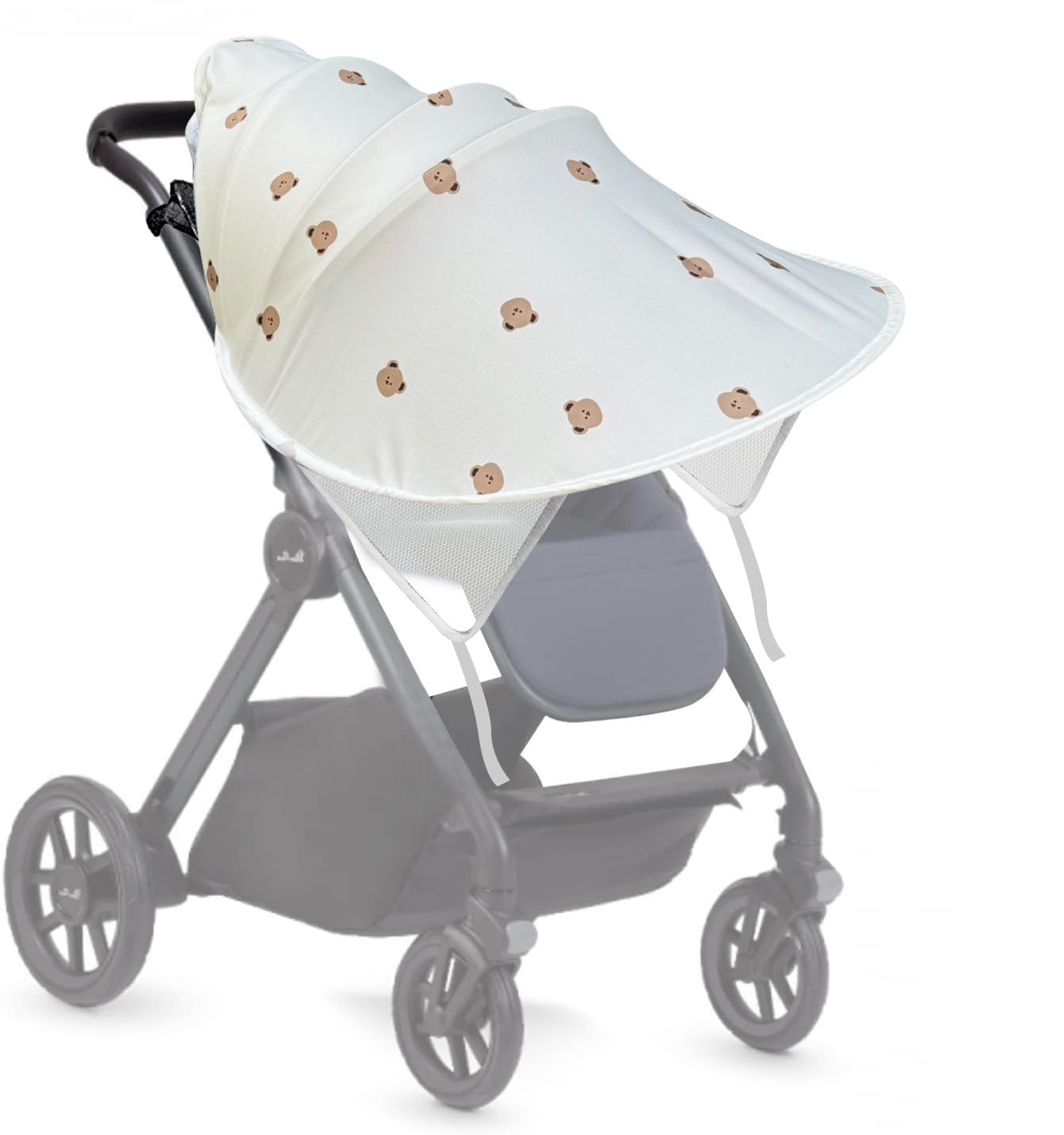 Pram Sun Shade Cover,UPF50+ Universal Baby Sunshade,Foldable Baby Stroller Sun Shade Pushchair Awning,Breathable Pram Sun Shade,Stroller Sun Shade Canopy for Pushchair,Buggy,Stroller (Little Bear)