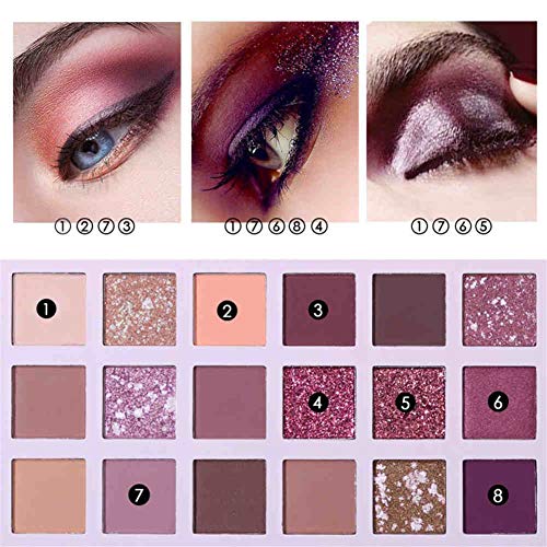 weixinbuy Magic Eye Shadow Palette 18 Color Matte Pigment Glitter Shimmer Eye Shadow Makeup - Nude Brown Peachy Pink Velvet Texture Easy to Mix Long Lasting Palette - Image 8
