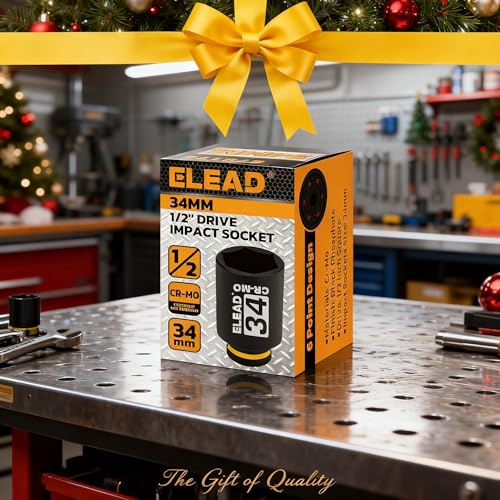 Image of ELEAD 34 mm Socket 1 /2 inch Drive Deep Impact Socket, Metric 6 Point 1 /2-inch Drive Impact Axle Nut Sockets, CR-MO Nut Socket Set, Tools for Easy Removal of Axle Shaft Nuts