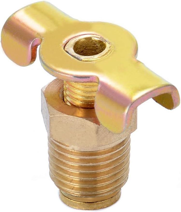 Joywayus Brass Wing Style Drain Cock 1/4" NPT Male External Drain Switch Air Hose Fitting With Handle (Pack of 2)