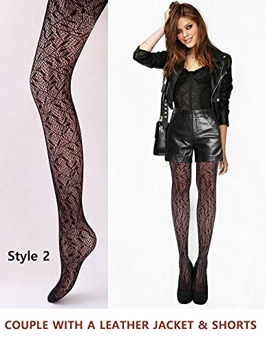 VERO MONTE 4 Styles Women Fishnet Tights Patterned Fishnets Stockings Small Hole