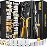 DxCRIMP 2.8 mm Automotive Connector Crimping Tool Kit, 2/3/4/6/9-Pin Male & Female Plugs, Ratcheting Crimper 24–14 AWG, Extractor Tools, Ring Terminals for Auto & Marine Harness Build & Repair