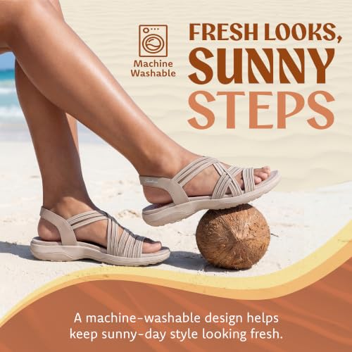 Skechers Women's Reggae Slim Simply Stretch Sandal, Natural/Taupe, 9 - image 7