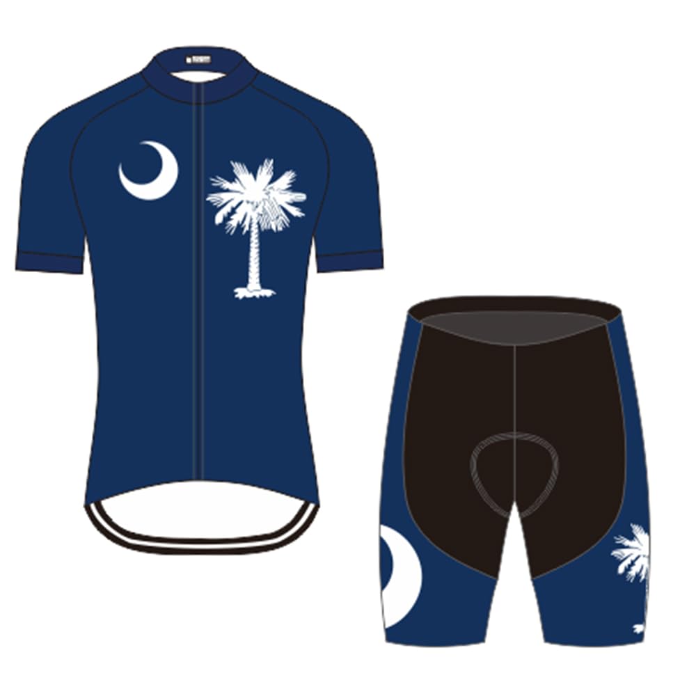 Weimostar Mens Cycling Jersey Set MTB Mountain Road Bike Shirt Short Sleeve Bicycle Clothing Kits Padded Shorts South carolina Size XXL