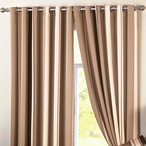 Dreams 'n' Drapes Whitworth - Cortinas con Trabillas (228 x 183 cm), diseño de Rayas, Color marrón y Beige