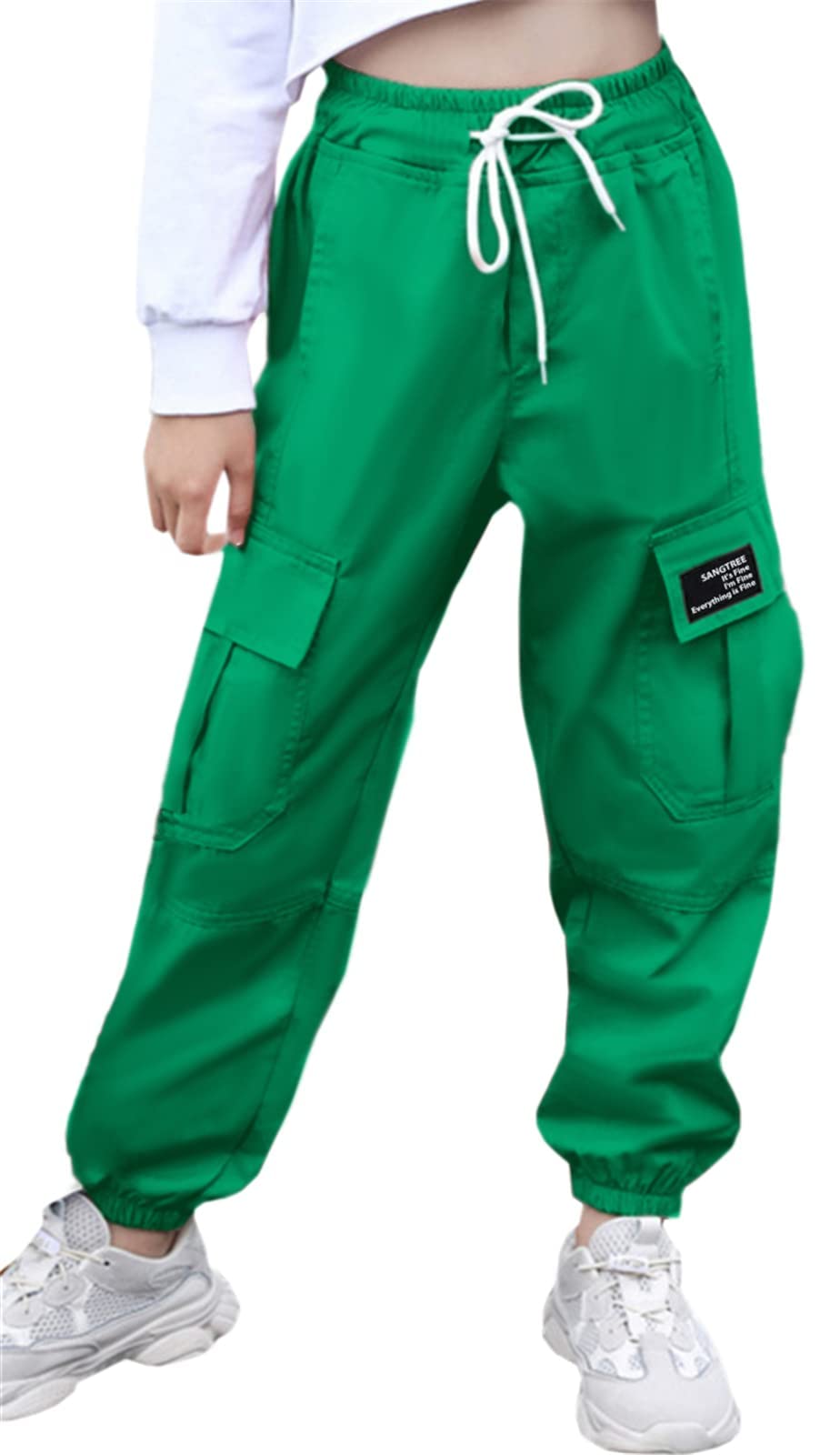 SANGTREE Girls &amp; Womens Drawstring Cargo Jogger Pants,3 Years - Women 3XL