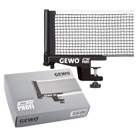 GEWO Tischtennisnetz CS Profi - Professionelles Tischtennis-Netz für die Tischtennisplatte - Massive Metallgarnitur mit Höhenverstellschraube und strapazierfähiger Netzstruktur, schwarz, 183cm lang Cover