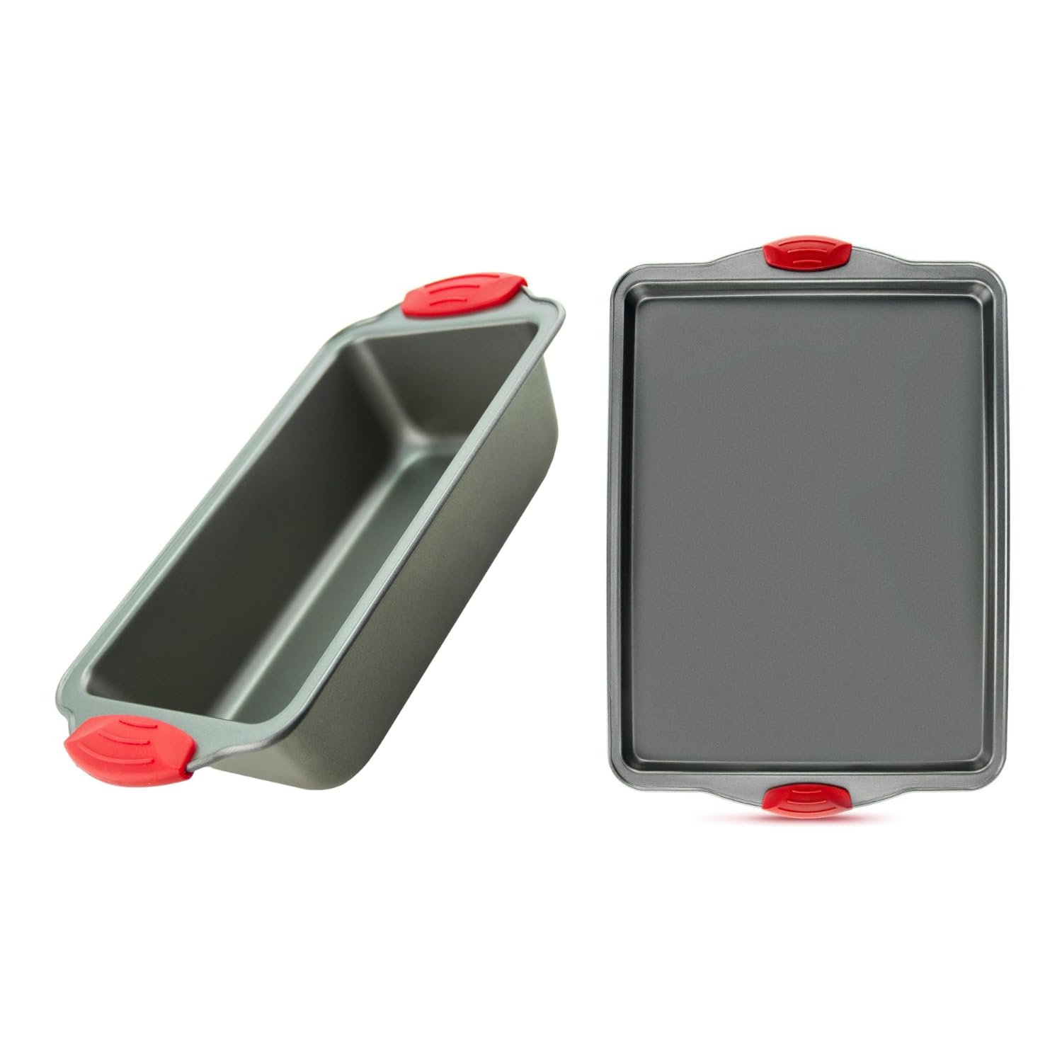 Boxiki KitchenNon-Stick Baking Extravaganza: Premium Banana Bread Loaf Pan and 11x14 Inch Baking & Cookie Sheet - Durable Bakeware with Silicone Handles