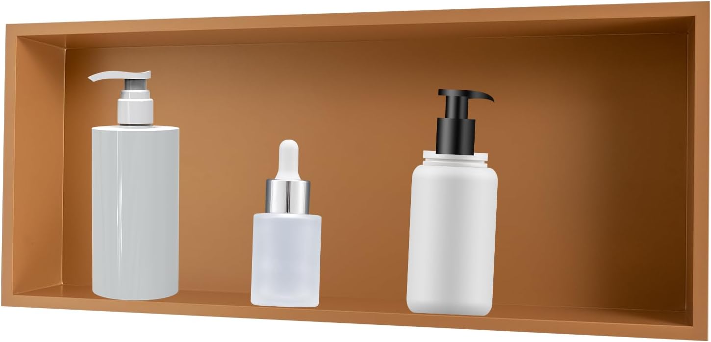 Stainless Steel Shower Niche 30" x 12", Recessed Shower Shelf for Bathroom Storage, Recessed Wall Niche Easy Installation, No Tile Needed (Gold)