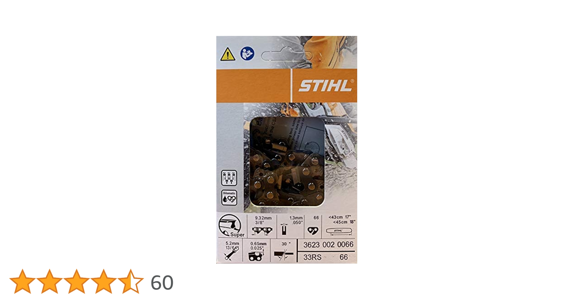 雞66 Stihl Chainsaw Chain- 33RS66-18 Inch, 66 Drive Links, 3/8