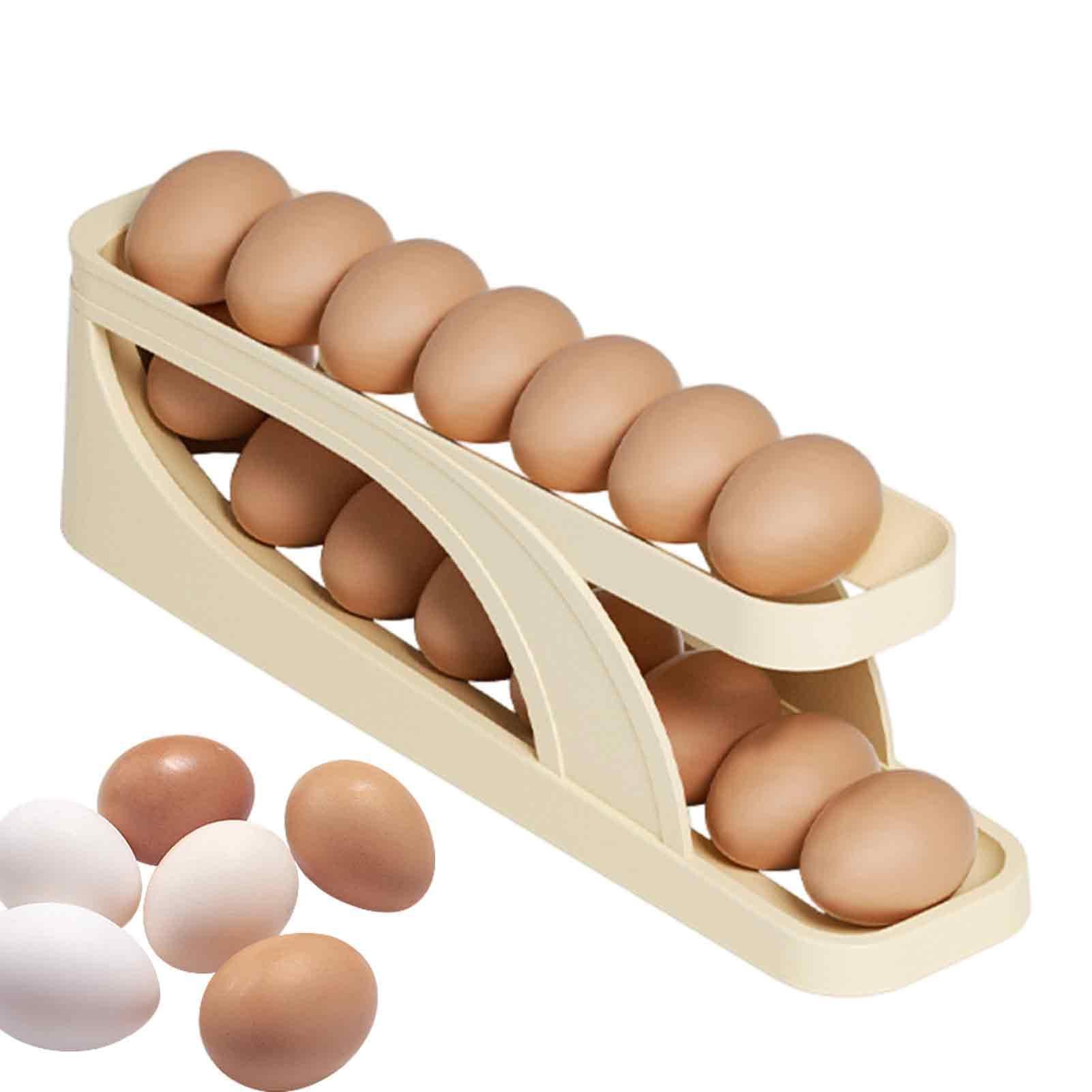 Shitafe Single Pack Rolling Egg Holder Rolling Countertop Egg Tray Fridge Roll Down Refrigerator Egg Dispense Rolling Fridge Egg Holder Egg Dispenser Rack Holder 15 Eggs For Kitchen Cabinet Countertop