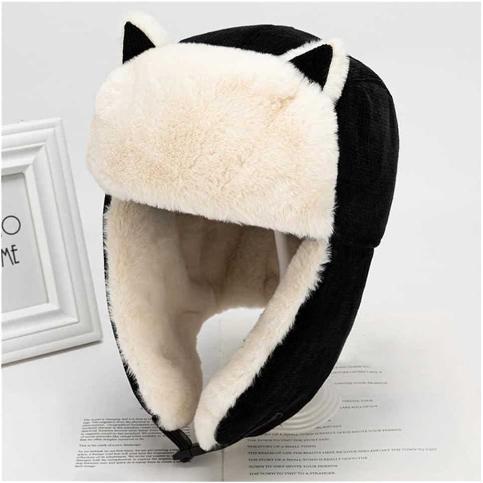 Winter Warm Earmuffs Windproof Cap Lei Feng Cap Thicken Ear-flapped Hat Plush Cotton(Black-JoJo's Bizarre Adventure1)