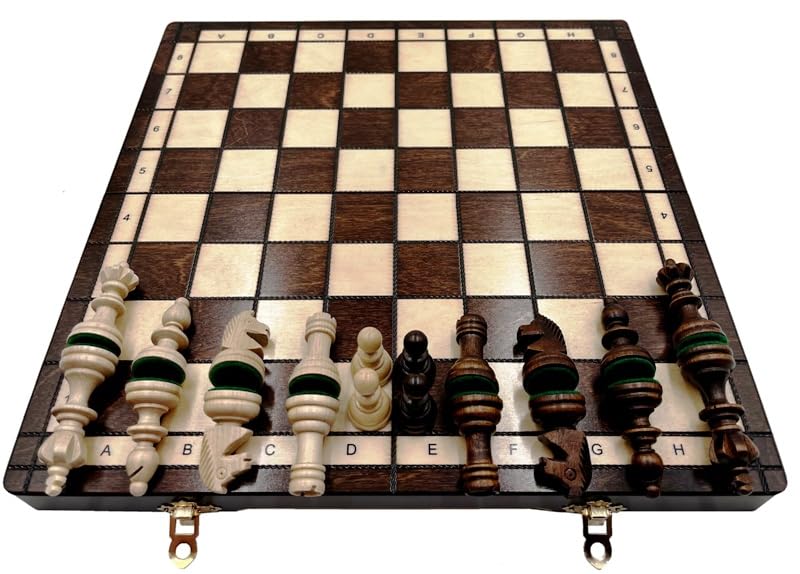 Gra w szachy - szachy olimpijskie - składana szachownica | 35 x 35 cm | z drewna i 32 figurki szachowe - Chess Set