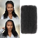 BLL Afro Kinkys Bulk Human Hair 16 Inch 50g/Pack -100% Real Hair for Twist, Braiding, Repair Locs, Dreadlock Extensions, Afro Kinky Curly Bulk Crochet Braids Twists (1B, 16 Inch Pack Of 1)