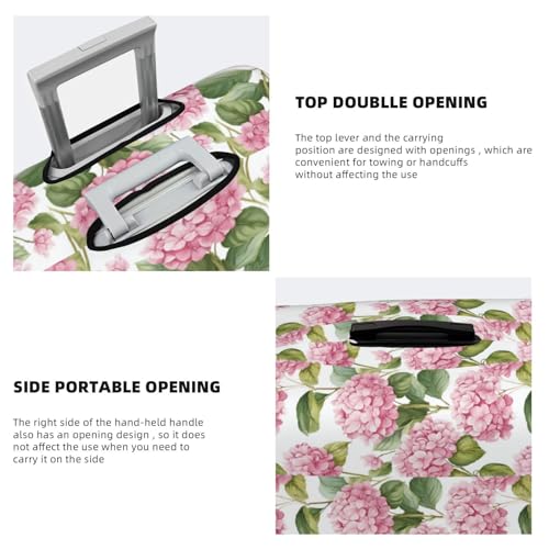 Pink Hydrangea Flowers Watercolor Elastic Travel Luggage Covers Dustproof Scratch-Resistant Suitcase Protector Fit 22-24 Inch3